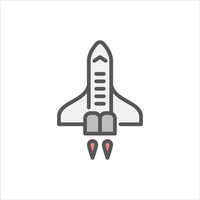 space rocket filled outline icon. space rocket color line illustration. vector