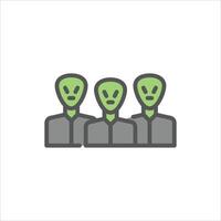 alien filled outline icon. alien colony color line illustration. vector