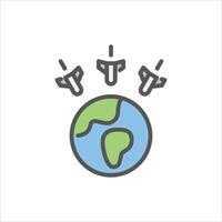planet attack filled outline icon. planet attack color line illustration. vector