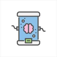 brain in incubation filled outline icon. brain incubator color line illustration. vector