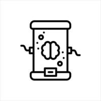 brain in incubation outline icon. brain incubator black line illustration. vector