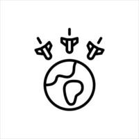 planet attack outline icon. planet attack black line illustration. vector