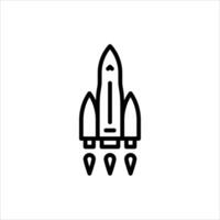 space rocket outline icon. space rocket launch black line illustration. vector