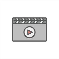 clapboard filled outline icon. clapperboard color line illustration. vector