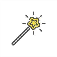 fantasy filled outline icon. magic wand color line illustration. vector