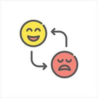 mood swing filled outline icon. emotion color line illustration. vector