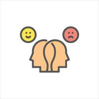 Bipolar filled outline icon. bipolar disorder color line illustration. vector