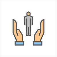 support filled outline icon. care color line illustration. vector