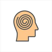 depression filled outline icon. fatigue color line illustration. vector