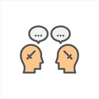 confrontation filled outline icon. conflict color line illustration. vector