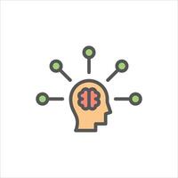 think filled outline icon. thinking color line illustration. vector