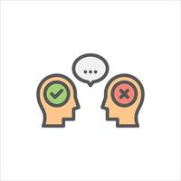 debate filled outline icon. argue color line illustration. vector