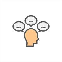 think filled outline icon. overthinking color line illustration. vector