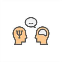 psychology filled outline icon. talk color line illustration. vector