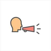 speaker filled outline icon. announcement color line illustration. vector