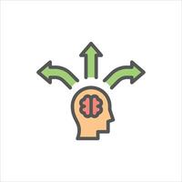 open minded filled outline icon. open mind color line illustration. vector