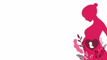 Beautiful silhouette animation of pregnant mother with heart for Mother's Day theme video