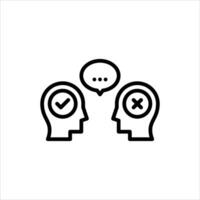 debate outline icon. argue black line illustration. vector