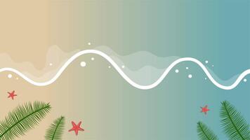 Serene abstract waves with starfish and palm trees under clear skies video