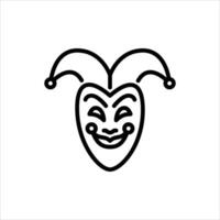 jester mask outline icon. joker clown mask black line illustration. vector