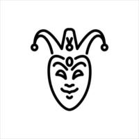 jester mask outline icon. clown mask black line illustration. vector