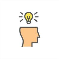 idea filled outline icon. thinking color line illustration. vector