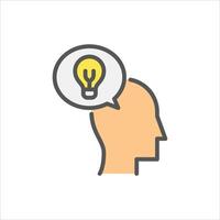 think filled outline icon. idea color line illustration. vector
