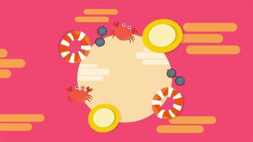 Summer banner with floating orange slices and sunburst design in pink video