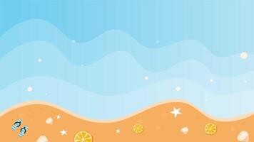 Clean minimal beach animation with soft waves, stars, and footprints along the coast video
