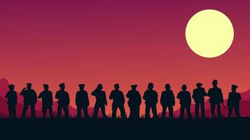 Group of people silhouetted in dramatic dusk sky for Independence Day unity video