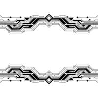 Futuristic Circuit Board Frame , Black White Technology Background vector