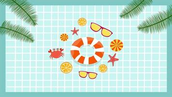 Top view of summer snacks arranged on a light checkered tablecloth video
