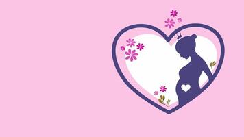 Heart-shaped Mother's Day animation with mom and child in floral frame video