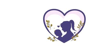 Mother and daughter love animation inside a heart frame with elegant design video