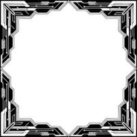 Futuristic Tech Frame Abstract Border, Black White, Digital Edge vector