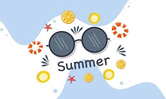 Summer themed wave banner with bold typography and floating objects video