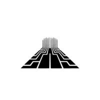 Abstract Circuitry Perspective in Black and White vector