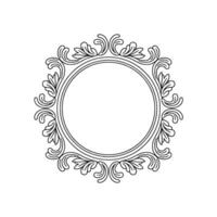 Elegant Ornate Circular Frame, Black Outline, vector