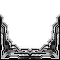 Futuristic Tech Border , Black and White, Abstract Geometric Frame vector