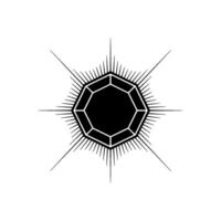 Geometric Black Diamond With Radiant Burst on Light Gray Background vector