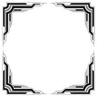 Art Deco Frame With Geometric Corner Elements, Black and White vector