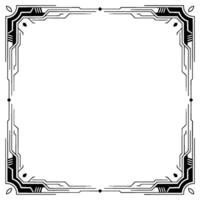 Art Deco Square Border Frame, Geometric Element, Black White vector