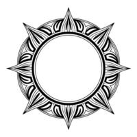 Black and White Ornamental Circle Frame, Minimalist Element vector