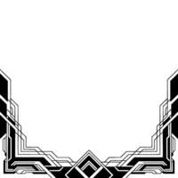 Geometric Art Deco Border , Black Lines on White, Empty Space vector