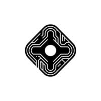 Geometric Circuitry Emblem On White Tech, Innovation vector