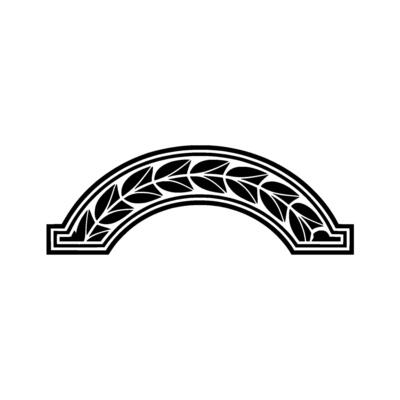Elegant Arch With Leaf Motif, Black White Illustration