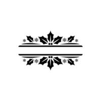 Minimalist Christmas Holly Snowflake Frame Illustration vector