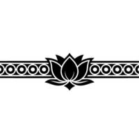Elegant Black Lotus And Pattern Border vector
