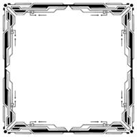 Futuristic Tech Frame, Border, Geometric Lines, Monochrome vector