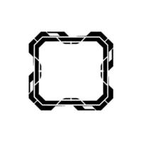 Futuristic Tech Frame, Black Geometric Border On White, Abstract Digital Element vector